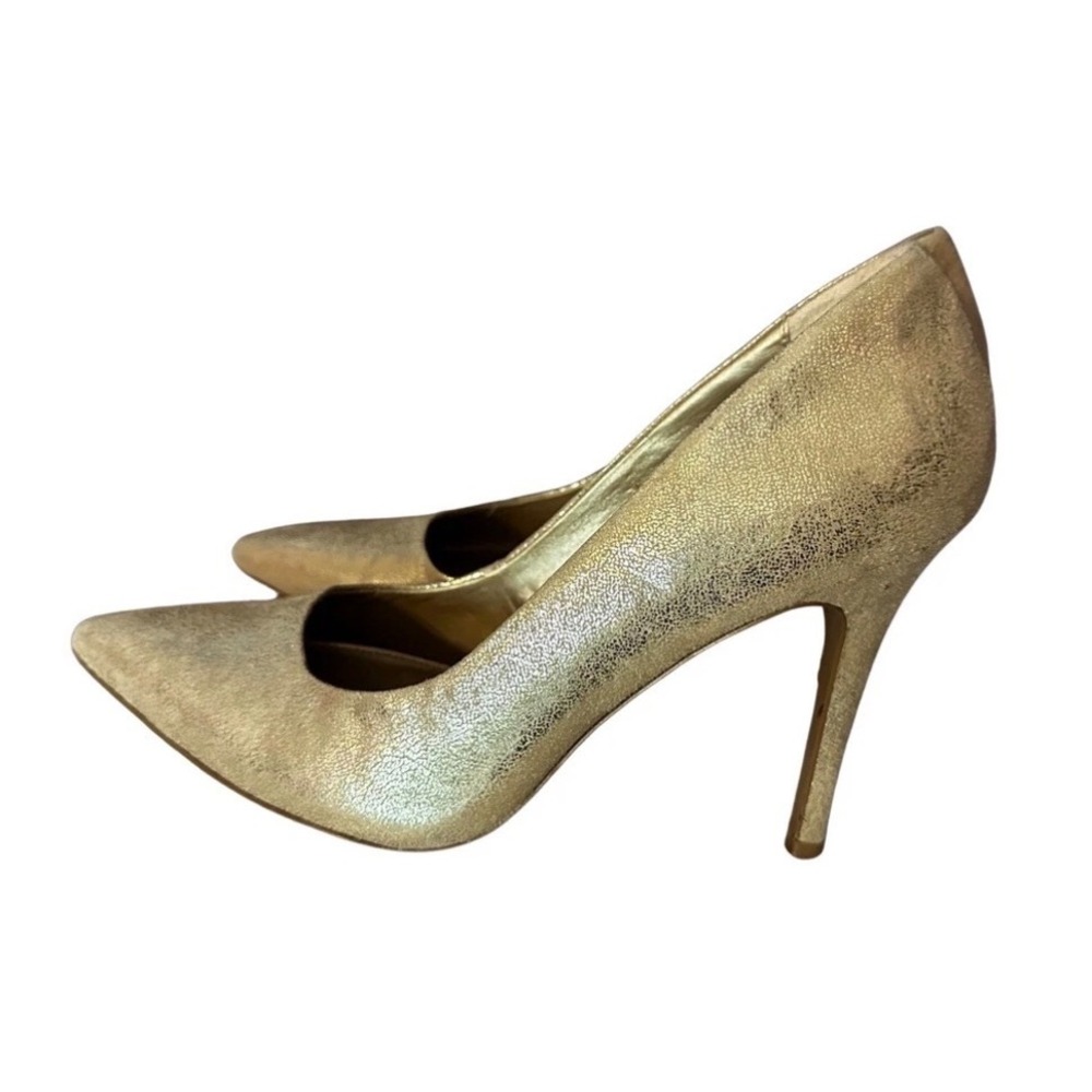Ann Taylor LOFT Petra Gold Metallic Pointed Toe Stiletto Pumps Heels Size 9 NIB
